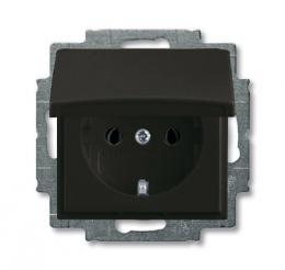 Изображение продукта Розетка ABB Basic55 Schuko с/з 16A 250V с крышкой безвинтовой зажим chateau-черный 