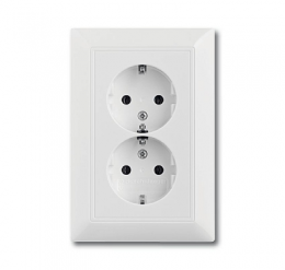 Изображение продукта Розетка двойная ABB Basic55 Schuko с/з 16A 250V безвинтовой зажим альпийский белый 
