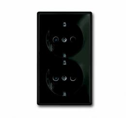 Изображение продукта Розетка двойная ABB Basic55 Schuko с/з 16A 250V со шторками безвинтовой зажим chateau-черный 