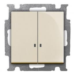 Изображение продукта Выключатель двухклавишный ABB Basic55 10A 250V с подсветкой слоновая кость 
