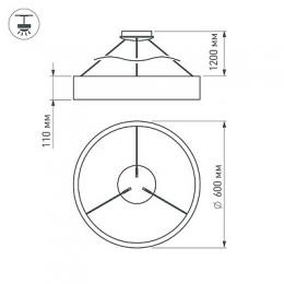 Подвесной светодиодный светильник Arlight SP-Tor-Ring-Hang-R600-42W Warm3000  - 3
