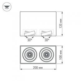 Потолочный светодиодный светильник Arlight SP-Cubus-S100x200WH-2x11W Warm White 40deg  - 6