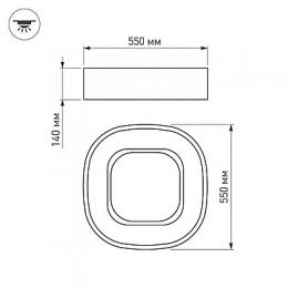 Потолочный светодиодный светильник Arlight SP-Tor-Quadrat-S550x550-53W Day4000  - 4