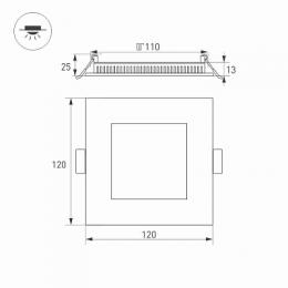 Встраиваемый светодиодный светильник Arlight DL-120x120M-9W Warm White  - 6
