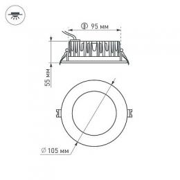 Встраиваемый светодиодный светильник Arlight LTD-105WH-Frost-9W Warm White 110deg  - 5