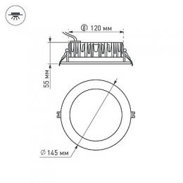 Встраиваемый светодиодный светильник Arlight LTD-145WH-Frost-16W Day White 110deg  - 5