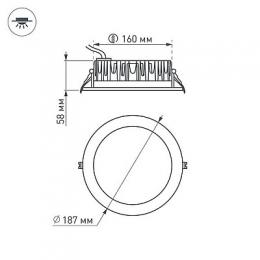Встраиваемый светодиодный светильник Arlight LTD-187WH-Frost-21W White 110deg  - 6