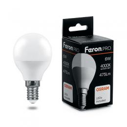 Изображение продукта Лампа светодиодная Feron E14 6W 4000K Матовая LB-1406 