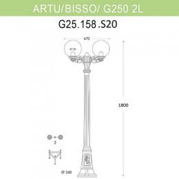 Уличный фонарь Fumagalli Artu Bisso/G250 2L  - 3