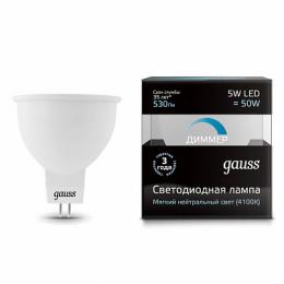 Изображение продукта Лампа cветодиодная диммируемая Gauss GU5.3 5W 4100K матовая 