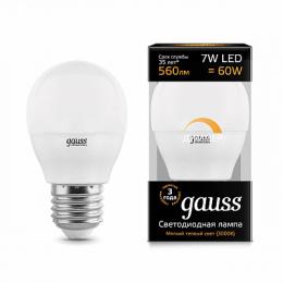 Изображение продукта Лампа светодиодная диммируемая Gauss E27 7W 3000K матовая 