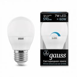 Изображение продукта Лампа светодиодная диммируемая Gauss E27 7W 4100K матовая 