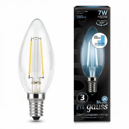 Изображение продукта Лампа светодиодная филаментная диммируемая Gauss E14 7W 4100K прозрачная 