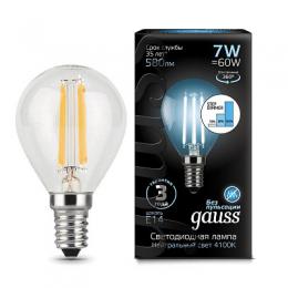 Изображение продукта Лампа светодиодная филаментная диммируемая Gauss E14 7W 4100K прозрачная 