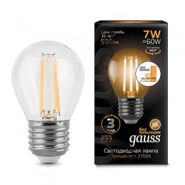 Изображение продукта Лампа светодиодная филаментная диммируемая Gauss E27 7W 2700K прозрачная 