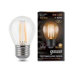Изображение продукта Лампа светодиодная филаментная Gauss E27 5W 2700K прозрачная 