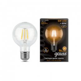 Изображение продукта Лампа светодиодная филаментная Gauss E27 6W 2700K прозрачная 