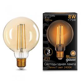 Изображение продукта Лампа светодиодная филаментная Gauss E27 8W 2400K золотая 