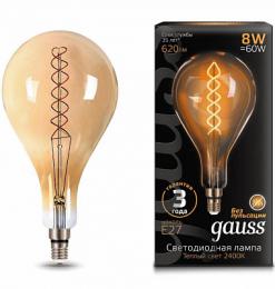 Изображение продукта Лампа светодиодная филаментная Gauss E27 8W 2400K золотая 