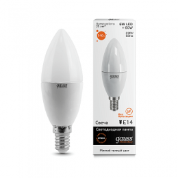 Изображение продукта Лампа светодиодная Gauss E14 6W 3000K матовая 