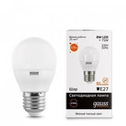 Изображение продукта Лампа светодиодная Gauss E27 8W 3000K матовая 