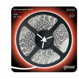 Изображение продукта Светодиодная лента Gauss 4,8W/m 60LED/m 2835SMD красный 5M 