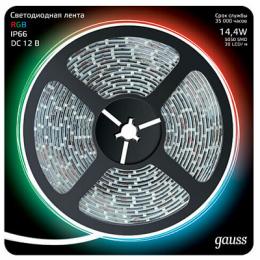 Изображение продукта Светодиодная влагозащищенная лента Gauss 14,4W/m 60LED/m 5050SMD RGB 5M 