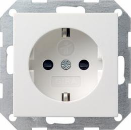 Изображение продукта Розетка Gira System 55 Schuko с/з со шторками 16A 250V безвинтовой зажим чисто-белый шелковисто-матовый 