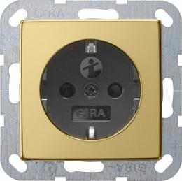 Изображение продукта Розетка Gira System 55 Schuko с/з со шторками 16A 250V безвинтовой зажим латунь/черный 