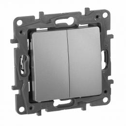 Изображение продукта Переключатель двухклавишный Legrand Etika 10A 250V алюминий 