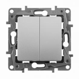 Переключатель двухклавишный Legrand Etika 10A 250V алюминий  - 3