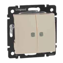 Изображение продукта Переключатель двухклавишный на 2 направления Legrand Valena 10A 250V с подсветкой слоновая кость 