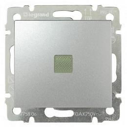 Изображение продукта Переключатель одноклавишный промежуточный Legrand Valena 10A 250V с подсветкой алюминий 