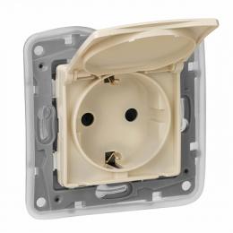 Изображение продукта Розетка 2К+З Legrand Etika 16A 250V с/з со шторками крышкой безвинтовой зажим немецкий стандарт слоновая кость 