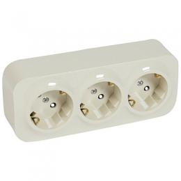 Изображение продукта Розетка 3х2К+З Legrand Quteo 16A 250V с/з со шторками слоновая кость 