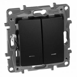Изображение продукта Выключатель двухклавишный Legrand Etika с подсветкой 10A 250V антрацит 
