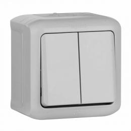 Изображение продукта Выключатель двухклавишный Legrand Quteo 10A 250V IP44 серый 