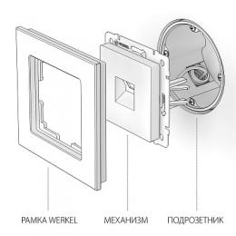 Розетка Ethernet RJ-45 Werkel серо-коричневая WL07-RJ-45  - 2
