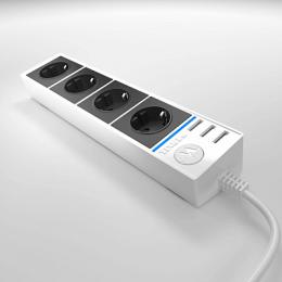Изображение продукта Розеточный блок 4гн 3USB х 1,7м с/з Werkel WL20-04-03 