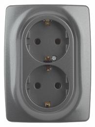 Изображение продукта Розетка ЭРА 12 2x2P E Schuko со шторками 16A 250V  Б0036448 