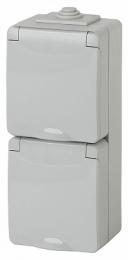 Изображение продукта Розетка ЭРА Эксперт 2х2P E IP65 со шторками 16A 250V  Б0036003 