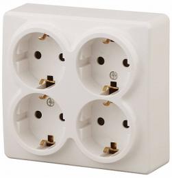 Изображение продукта Розетка ЭРА Эксперт 4х2P E со шторками Schuko 16A 250V  Б0020710 