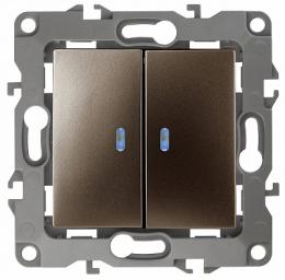 Изображение продукта Выключатель двухклавишный с подсветкой ЭРА 12 10AX 250V  Б0019292 