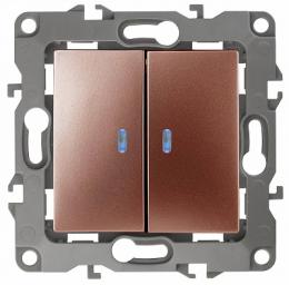 Изображение продукта Выключатель двухклавишный с подсветкой ЭРА 12 10AX 250V  Б0019293 